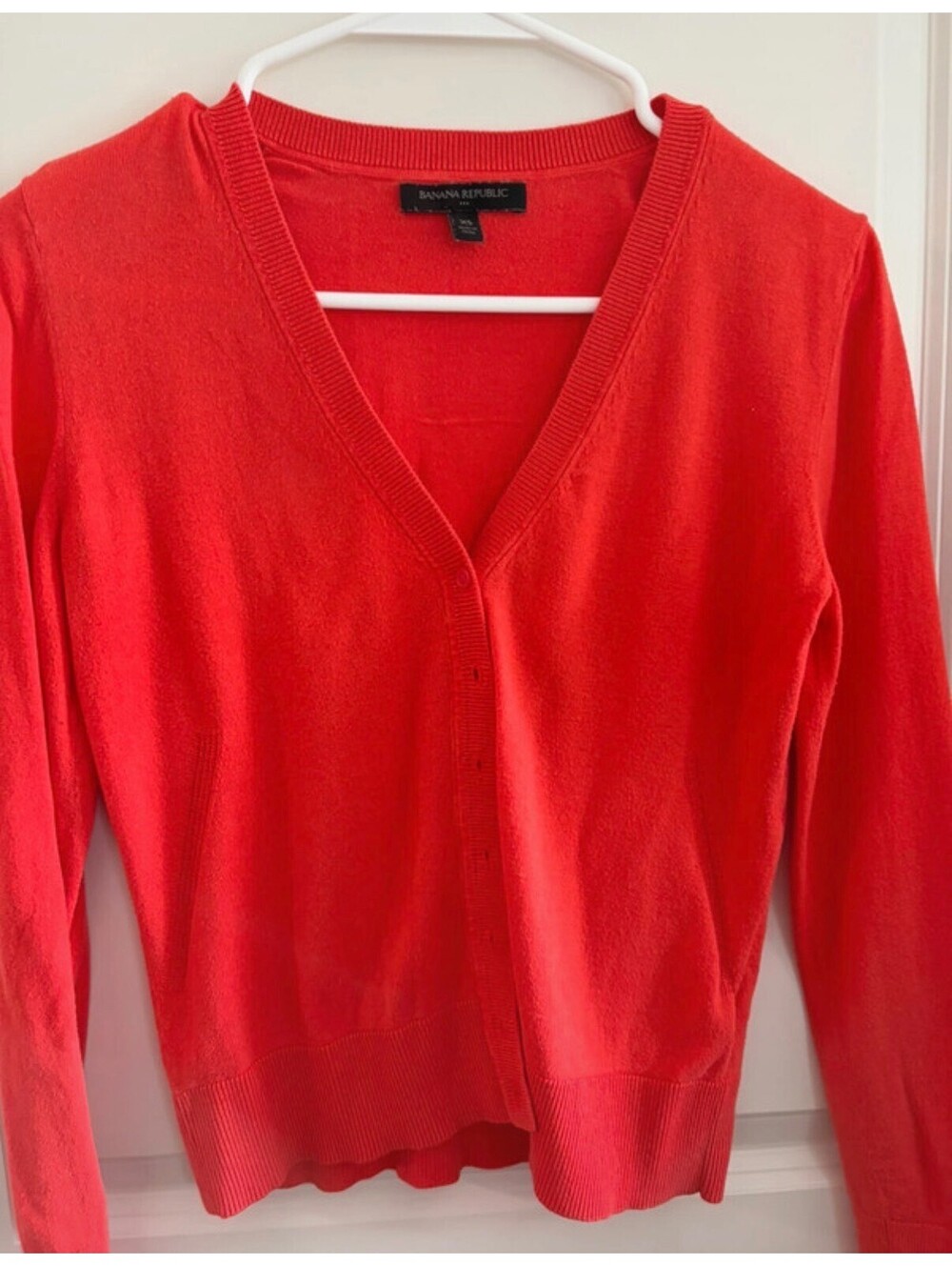 Banana Republic XS Red Button-Up Cardigan Sweater